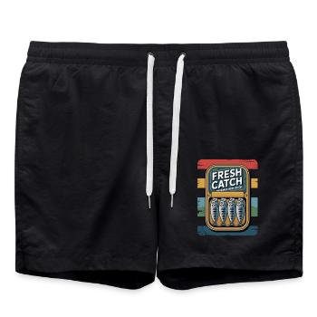 Sardines Rétro Vintage Fraîchement pêché Art - Short de bain - noir - Devant - AI Model Male 185 light (185cm)
