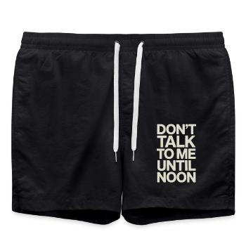Spruch: Nicht Vor Mittag Ansprechen - Badeshorts - Schwarz - Vorne - AI Model Male 185 light (185cm)