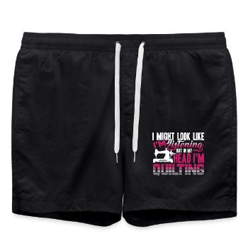 Quilter In My Head I am Quilting - Swim Trunks - black - Front - AI Model Male 185 light (185cm)