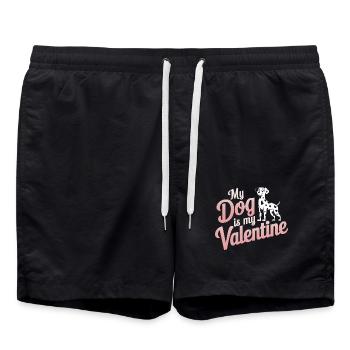 My Dog Is My Valentine | Dalmatian Valentine's Day - Swim Trunks - black - Front - AI Model Male 185 light (185cm)