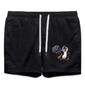 Cooler Pinguin Faust Karate Pinguin Cartoon - Badeshorts - Schwarz - Vorne - AI Model Male 185 light (185cm)