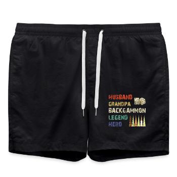 Backgammon Spiel - Badeshorts - Schwarz - Vorne - AI Model Male 185 light (185cm)