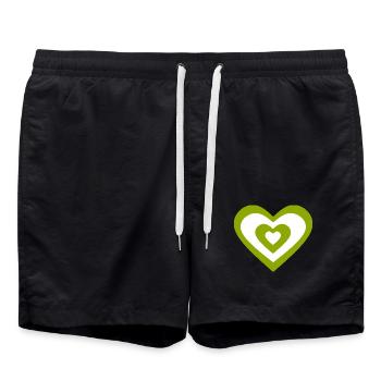 green heart green hearts couples gift - Swim Trunks - black - Front - AI Model Male 185 light (185cm)