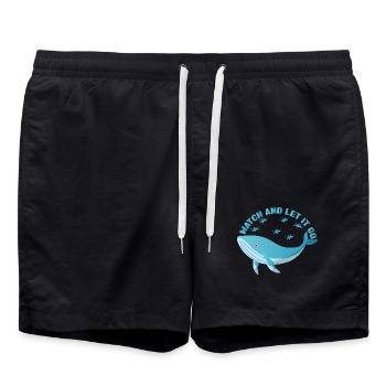 Watch And Let It Go Whale Lover Whales Aquarist - Badeshorts - Schwarz - Vorne - AI Model Male 185 light (185cm)