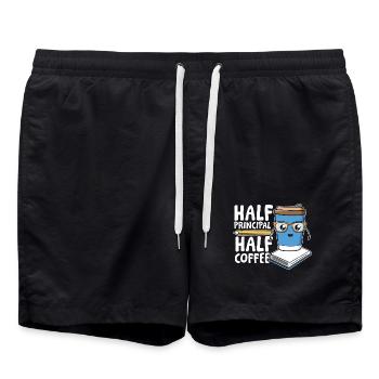 Half principal half coffee - Badeshorts - Schwarz - Vorne - AI Model Male 185 light (185cm)
