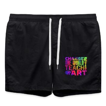 Art Teacher Change The World Teach Art - Swim Trunks - black - Front - AI Model Male 185 light (185cm)
