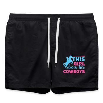 Western Rider This Girl Loves Her Cowboys Cowgirls - Badeshorts - Schwarz - Vorne - AI Model Male 185 light (185cm)