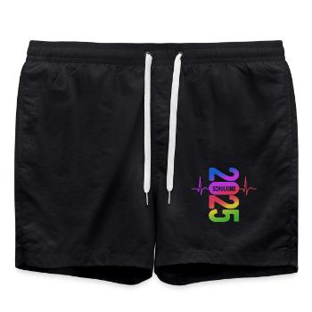 Schulkind 2025 - EKG - Puls - Einschulung - Badeshorts - Schwarz - Vorne - AI Model Male 185 light (185cm)