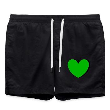 green heart green hearts couples st patrick's day - Swim Trunks - black - Front - AI Model Male 185 light (185cm)