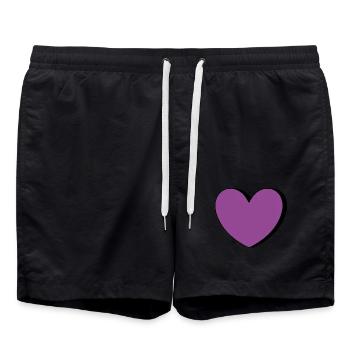 Coeur Violet Noir Saint Valentin - Short de bain - noir - Devant - AI Model Male 185 light (185cm)