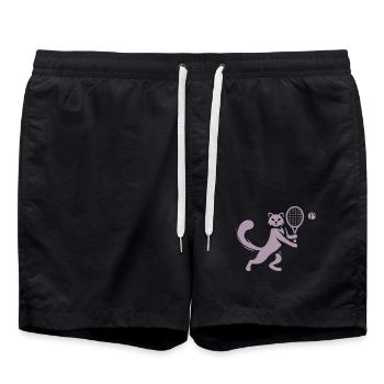 Chat Joueur de Tennis Club Silhouette - Short de bain - noir - Devant - AI Model Male 185 light (185cm)