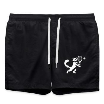 Chat Joueur de Tennis Club Silhouette - Short de bain - noir - Devant - AI Model Male 185 light (185cm)