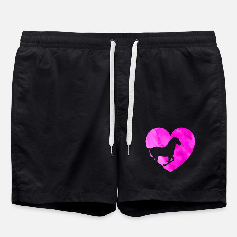 Pferd Herz Reiten Liebe Pferde - Badeshorts - Schwarz