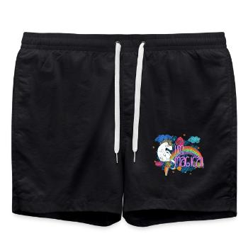 I am Magical Unicorn In Rainbow - Swim Trunks - black - Front - AI Model Male 185 light (185cm)