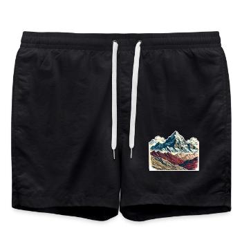 Berge - Badeshorts - Schwarz - Vorne - AI Model Male 185 light (185cm)