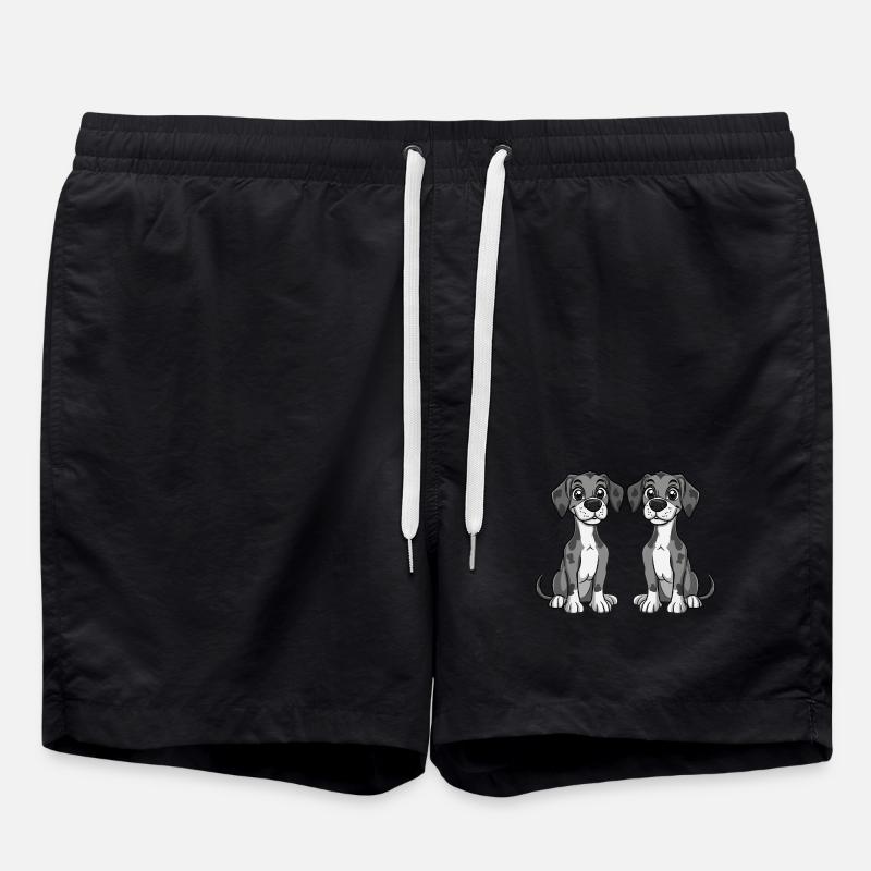 Great Dane Dog Comic - Swim Trunks - black