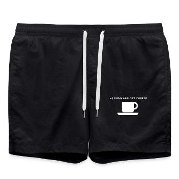 Lustiges Linux Kaffee Admin Shirt Pinguin Coder - Badeshorts - Schwarz - Vorne - AI Model Male 185 light (185cm)