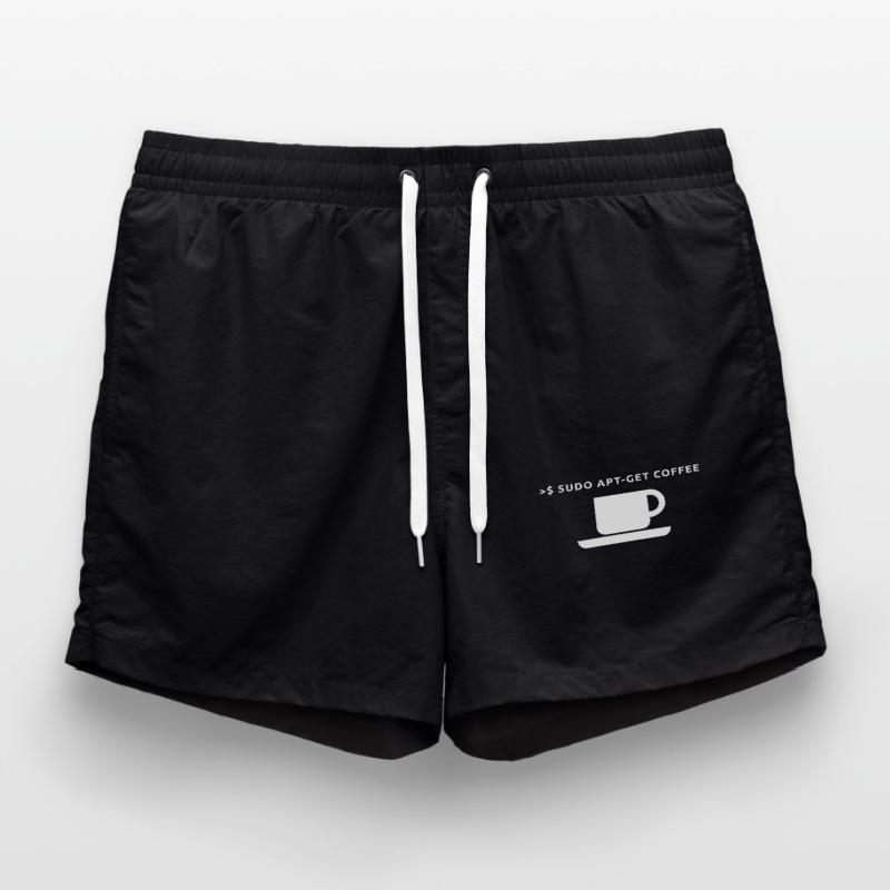 Lustiges Linux Kaffee Admin Shirt Pinguin Coder Badeshorts