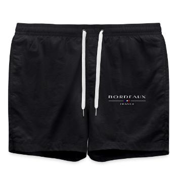 Bordeaux, Frankreich, weiß mit französischer Flagge - Badeshorts - Schwarz - Vorne - AI Model Male 185 light (185cm)