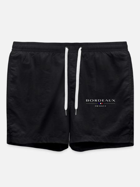 Bordeaux, France, blanc avec drapeau français - Short de bain - noir