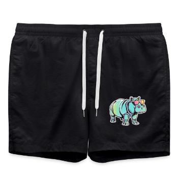 Lustiges Nilpferd mit Sonnenbrille für einen - Badeshorts - Schwarz - Vorne - AI Model Male 185 light (185cm)