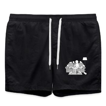 Cats and Wine - Swim Trunks - black - Front - AI Model Male 185 light (185cm)