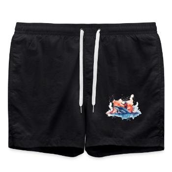 Aquarelle Baleine - Short de bain - noir - Devant - AI Model Male 185 light (185cm)