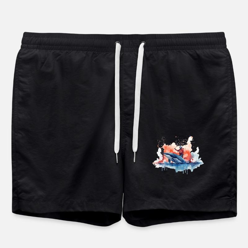aquarell Wal - Badeshorts - Schwarz