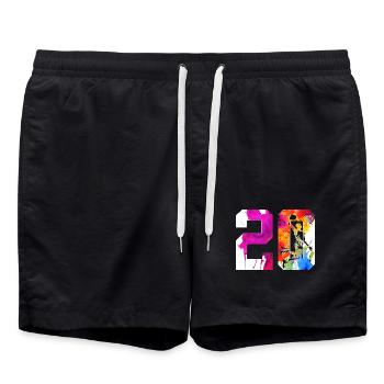 20TH BIRTHDAY BASKETBALL NUMBER 20 - Swim Trunks - black - Front - AI Model Male 185 light (185cm)