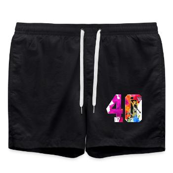 40E ANNIVERSAIRE BASKET-BALL NUMÉRO 40 - Short de bain - noir - Devant - AI Model Male 185 light (185cm)