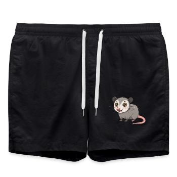 Dessin animé animalier opossum - Short de bain - noir - Devant - AI Model Male 185 light (185cm)