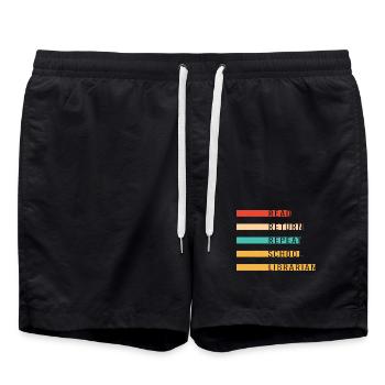 Leseratte Bibliothek Lesen - Badeshorts - Schwarz - Vorne - AI Model Male 185 light (185cm)
