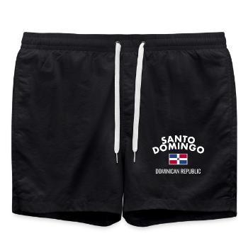 Santo Domingo Dom Rep Flag Dominican - Swim Trunks - black - Front - AI Model Male 185 light (185cm)