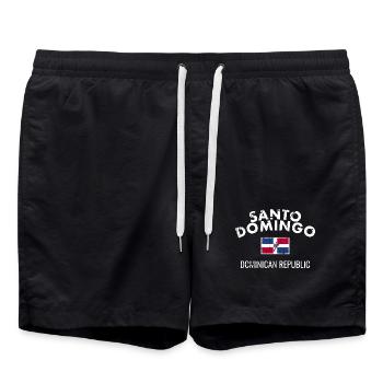 Santo Domingo Dom Rep Vintage Flag Dominican - Swim Trunks - black - Front - AI Model Male 185 light (185cm)