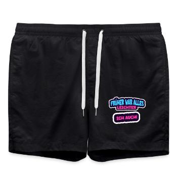Früher war alles leichter, ich auch - Humor Spruch - Badeshorts - Schwarz - Vorne - AI Model Male 185 light (185cm)