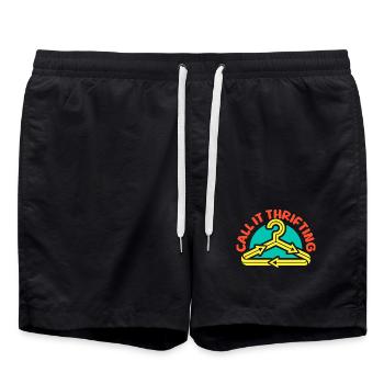Thrift Shopper Call It Thrifting Thrift Store - Badeshorts - Schwarz - Vorne - AI Model Male 185 light (185cm)
