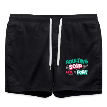 L’âge adulte est une soupe et je suis une fourchette drôle adulte - Short de bain - noir - Devant - AI Model Male 185 light (185cm)