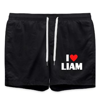 J’aime Liam Red Heart Love Fan Gift - Short de bain - noir - Devant - AI Model Male 185 light (185cm)