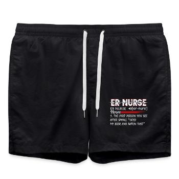 ER Nurse Definition - Swim Trunks - black - Front - AI Model Male 185 light (185cm)