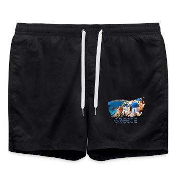 Grèce Grec Mer Égée Mer Ionienne - Short de bain - noir - Devant - AI Model Male 185 light (185cm)