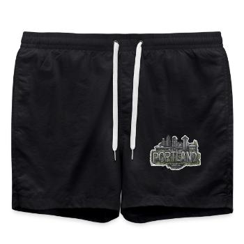 Oregon Portland Amerika Bundesstaat für Oregon - Badeshorts - Schwarz - Vorne - AI Model Male 185 light (185cm)