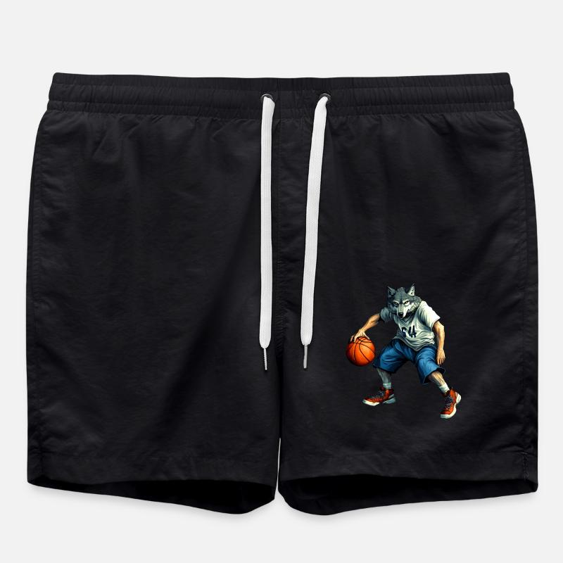 Wolf Basketball Player - Swim Trunks - black