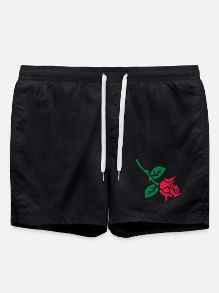 retro rose tattoo patjila - Swim Trunks - black