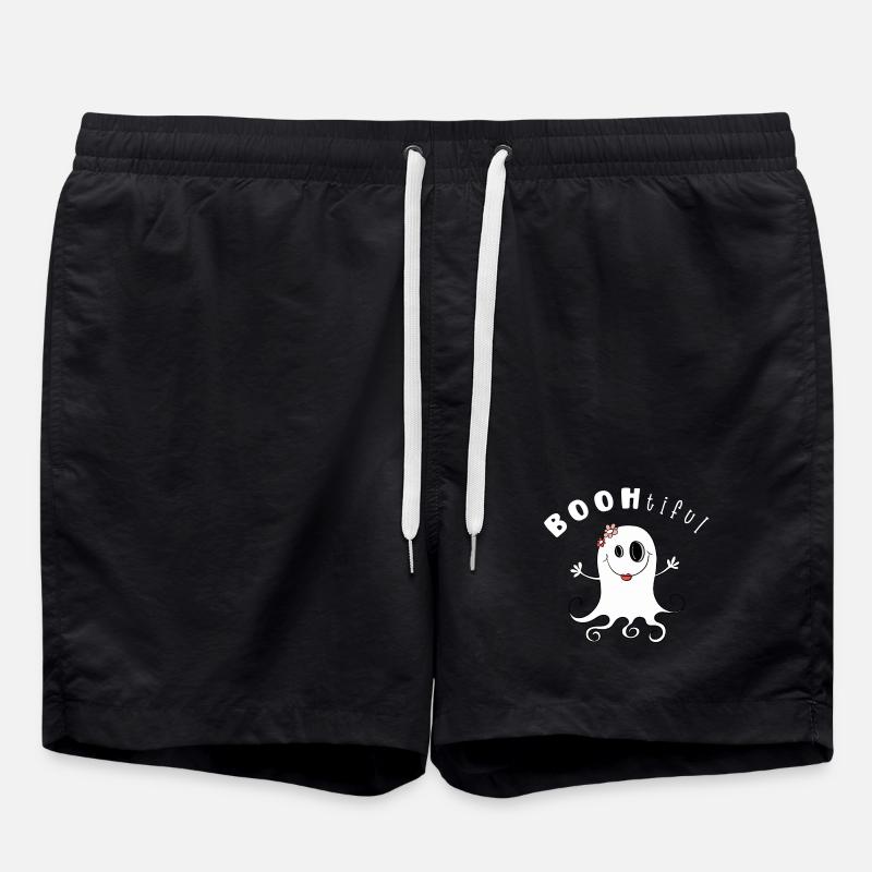 BOOHtiful ghost Girl I Halloween - Swim Trunks - black
