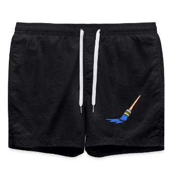 Abstrakte Pinselkunst für kreative Köpfe - Badeshorts - Schwarz - Vorne - AI Model Male 185 light (185cm)
