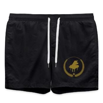 Piano / Klavier - Badeshorts - Schwarz - Vorne - AI Model Male 185 light (185cm)