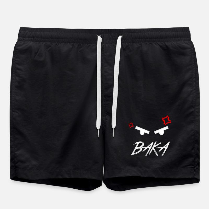 Baka Anime Expression - Swim Trunks - black