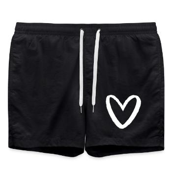 Heart in chalk look I love symbol sign - Swim Trunks - black - Front - AI Model Male 185 light (185cm)