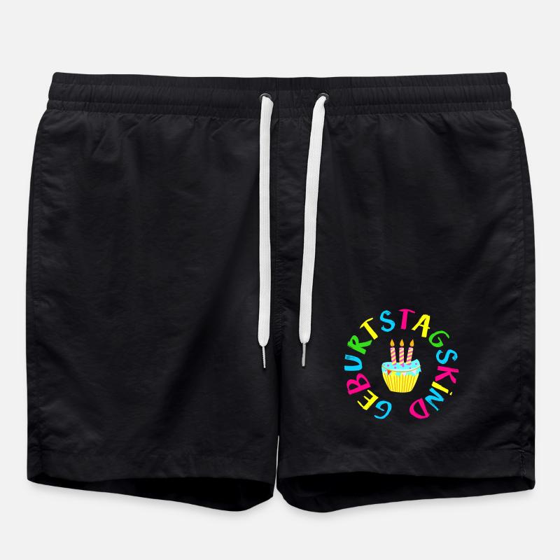 Birthday Boy / Birthday, Birthday Cake - Swim Trunks - black