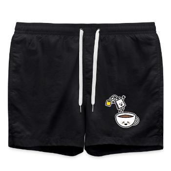 Tea bag tea cup tea drinker tea lover - Swim Trunks - black - Front - AI Model Male 185 light (185cm)